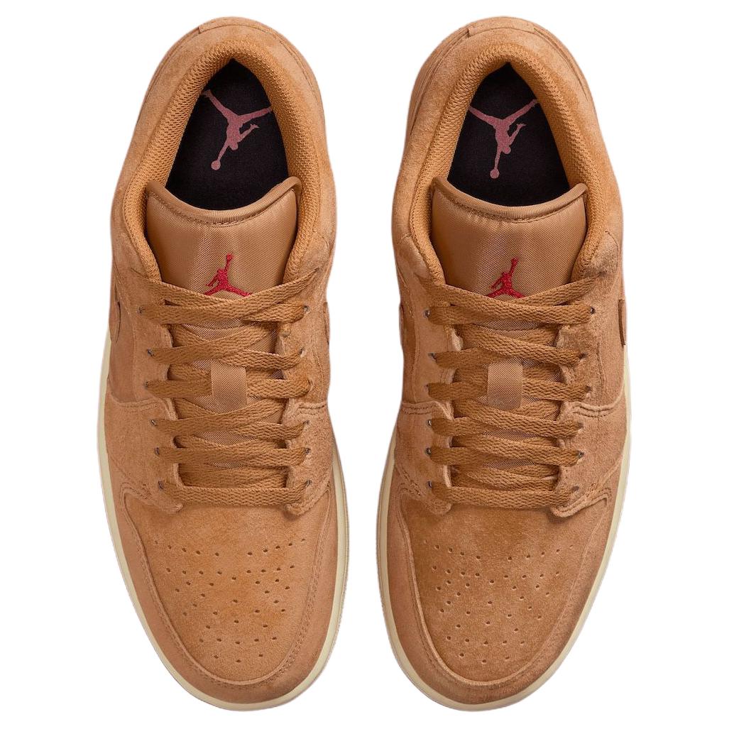 Jordan Air Jordan 1 Abrasion Resistant Low top Vintage Basketball Shoes Unisex Linen Brown