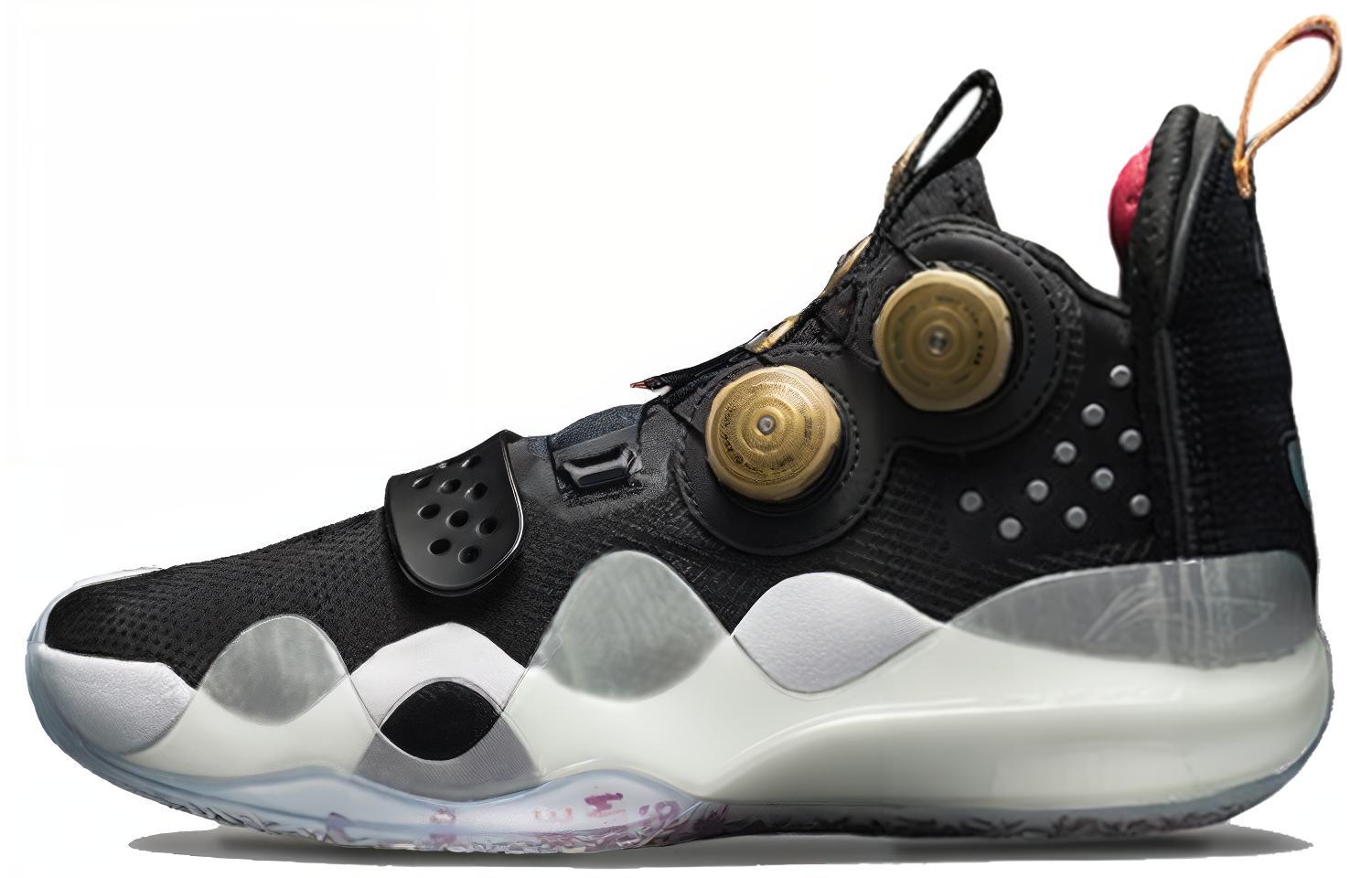 Li Ning WOW 8 Retirement Night Comfortable Pu Cushioning Slip Resistant Mid top Basketball Shoes Men’s Black