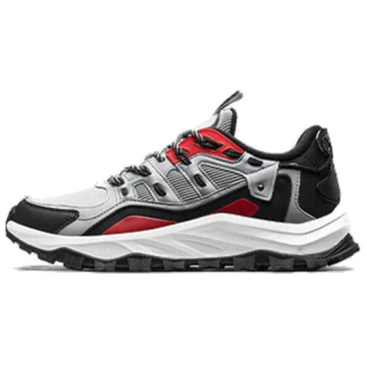 XTEP Comfortable Slip Resistant, Abrasion Resistant, Waterproof, And Breathable Low top Outdoor Shoes Men’s Gray Black