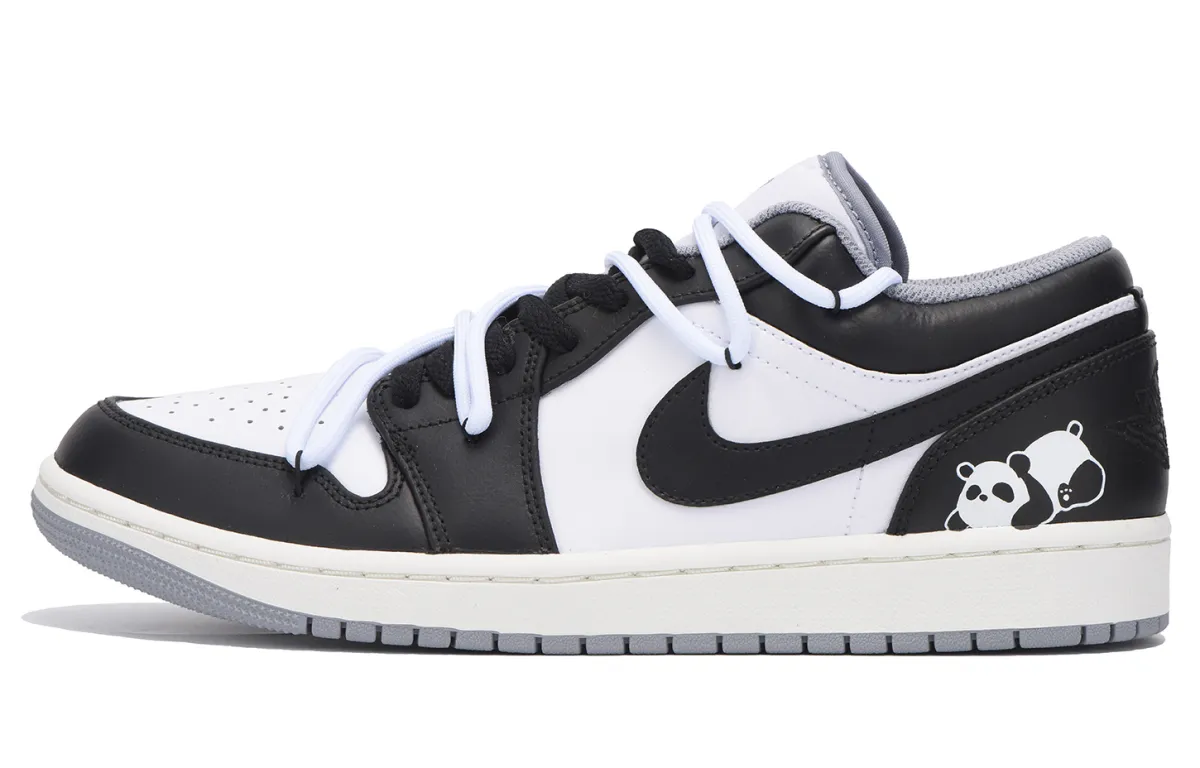 Jordan Air Jordan 1 Slip Resistant Coverage Balance Impact Resistant Low top Vintage Basketball Shoes Men's Black Gray