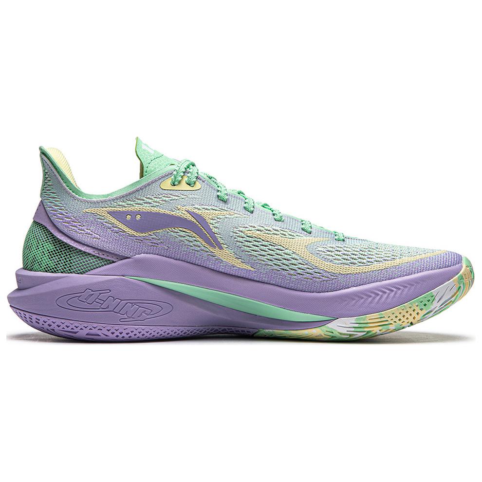 Li Ning SONIC 12 V2 Cushioning Slip Resistant Abrasion Resistant Breathable Low top Basketball Shoes Men’s Green Purple