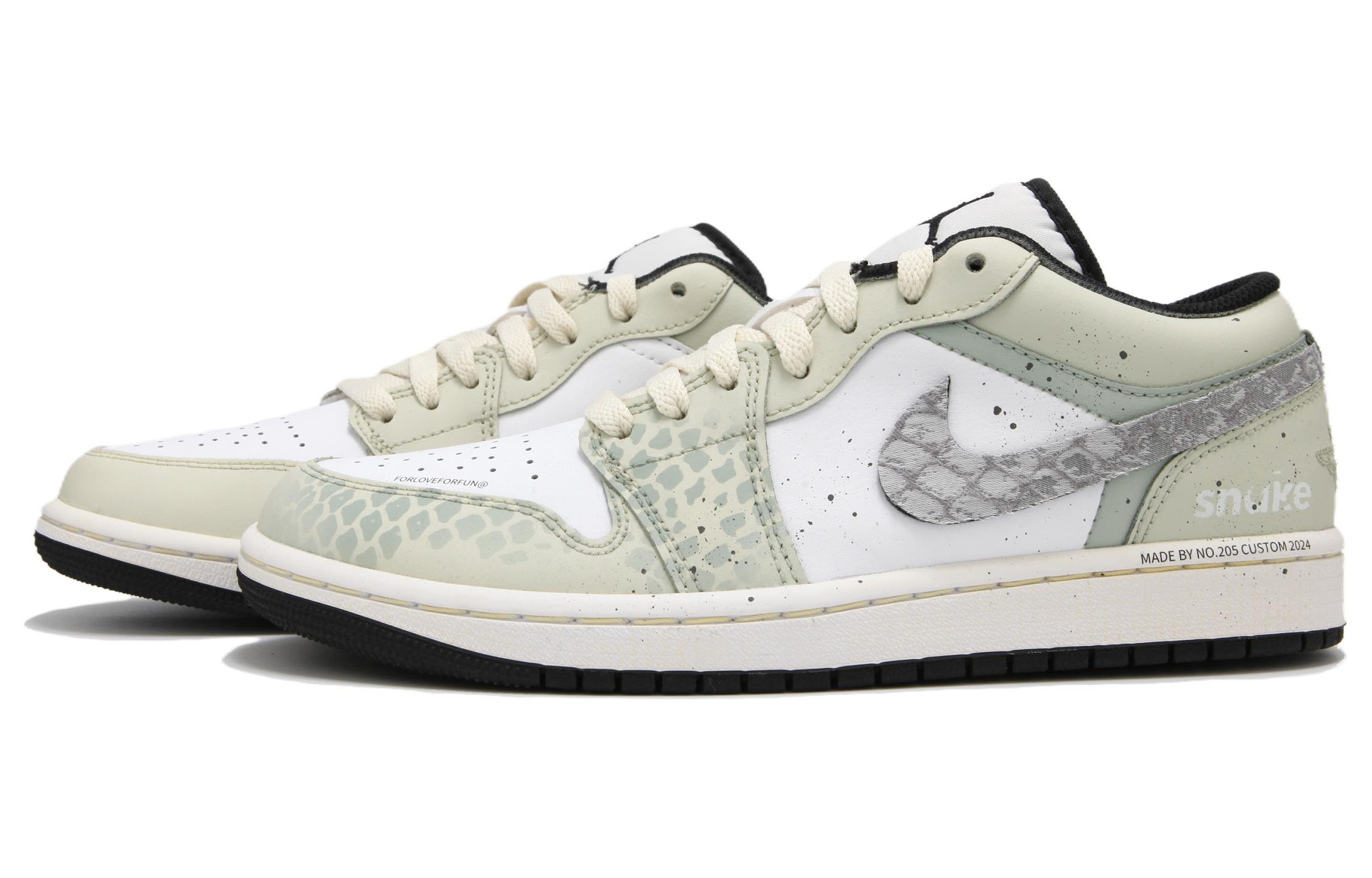 Jordan Air Jordan 1 Slip Resistant Abrasion Resistant Low top Vintage Basketball Shoes Men’s Beige Green