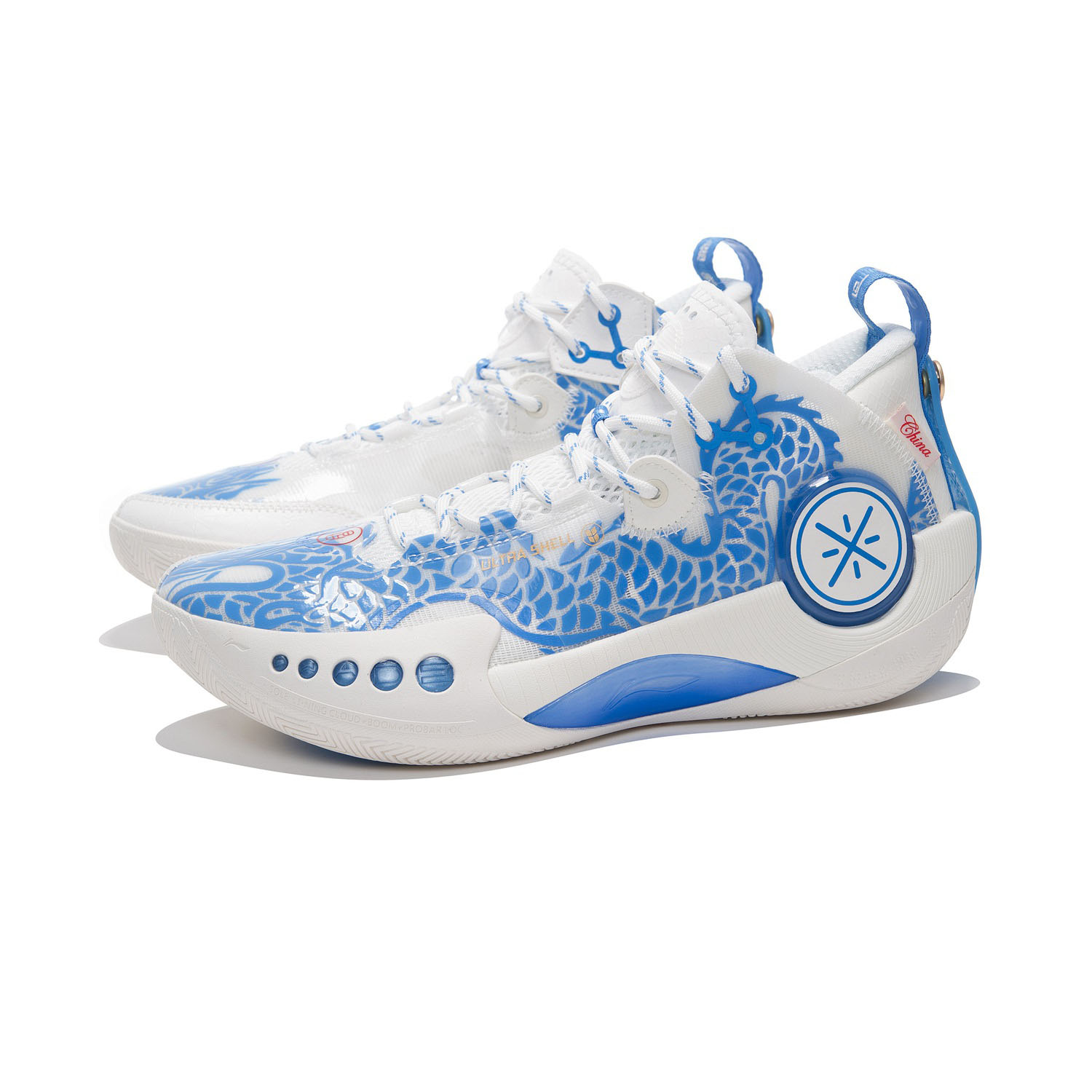 Li Ning Shadow 3 Blue And White Porcelain Cushioning Slip Resistant Low top Basketball Shoes Men’s White Blue