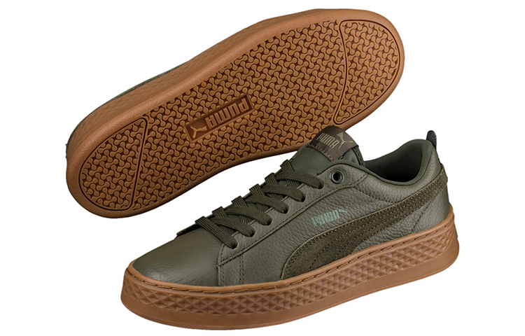 Женские кеды PUMA Smash Platform SoftFoam (оливковые) — фото 3
