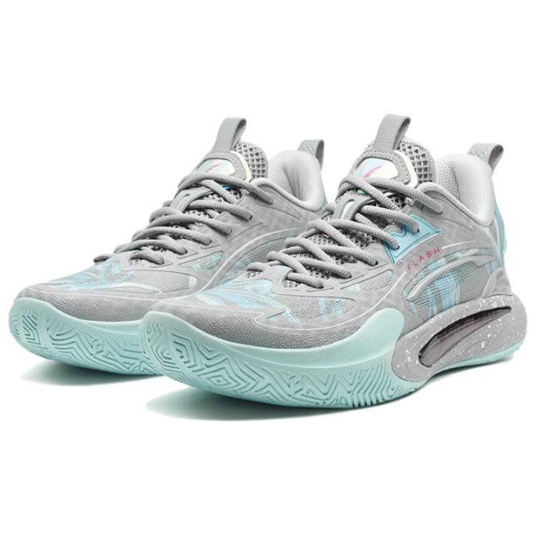 XTEP Wear resistant And Lightweight Low top Rotation Systems Basketball Shoes Men’s Gray Blue