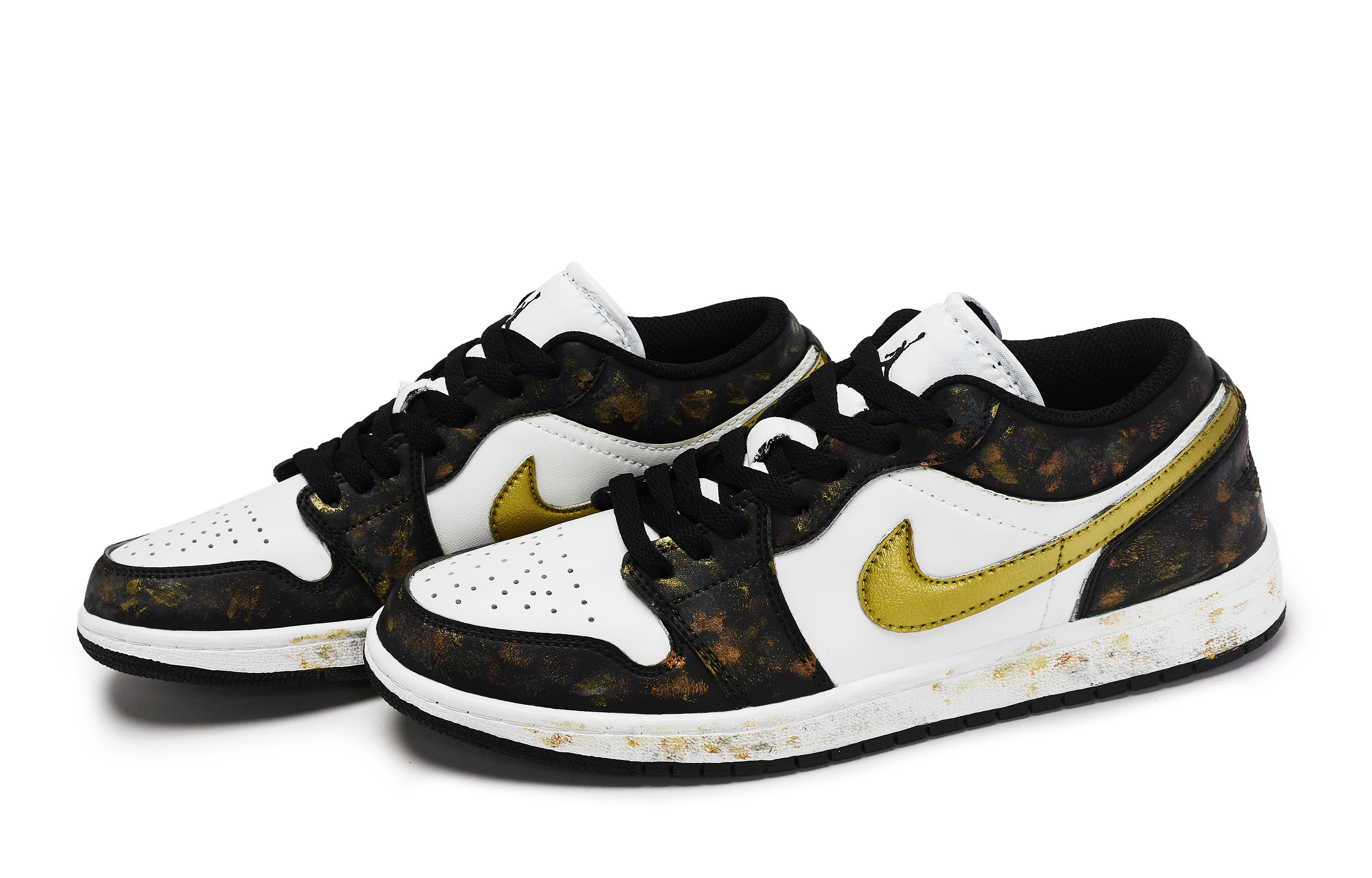Jordan Air Jordan 1 811 Manufacturing, Golden Pool Jade Brocade, Special Shoe Box Low top Vintage Basketball Shoes