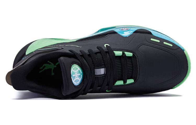 QIAODAN Halberd 6 Q KUNGFU LIGHT Slip Resistant Abrasion Resistant Mid top Basketball Shoes Men’s Black Blue
