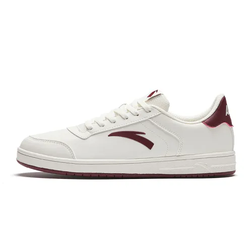 Anta Waterproof Abrasion Resistant Lightweight Low top Skateboard Shoes Women's White Red