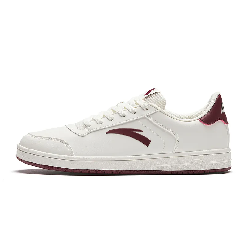 Anta Waterproof Abrasion Resistant Lightweight Low top Skateboard Shoes Women's White Red