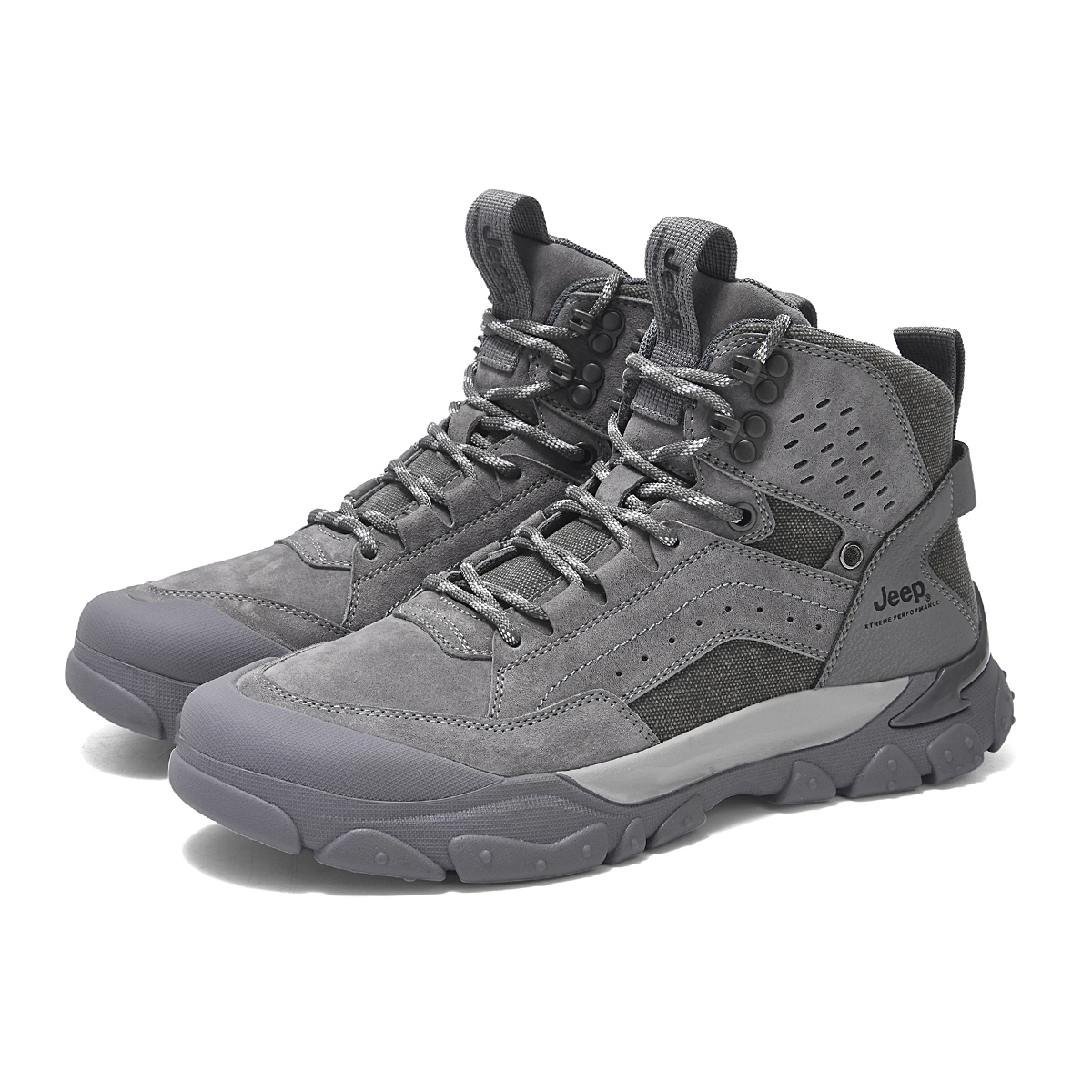 Jeep Textile, Pigskin High top Mountaineering Shoes Men’s Gray