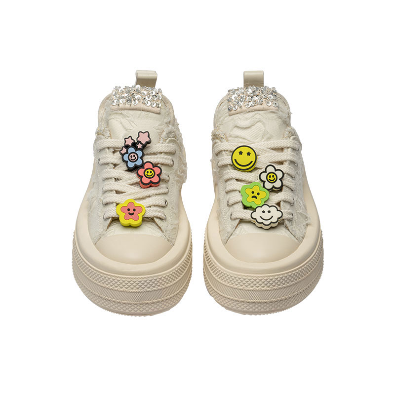 Foreshadow Double Uni Sneaker Platform Low top Canvas Shoes Women's White