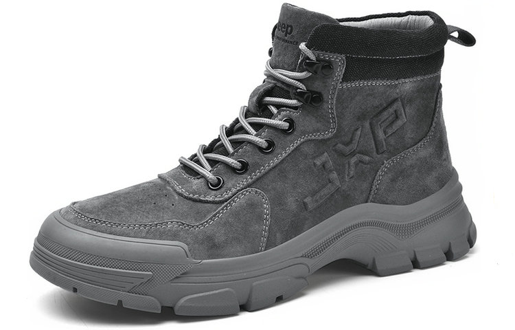 Jeep Hiking Comfortable Round Toe High top Outdoor Shoes Men’s Gray