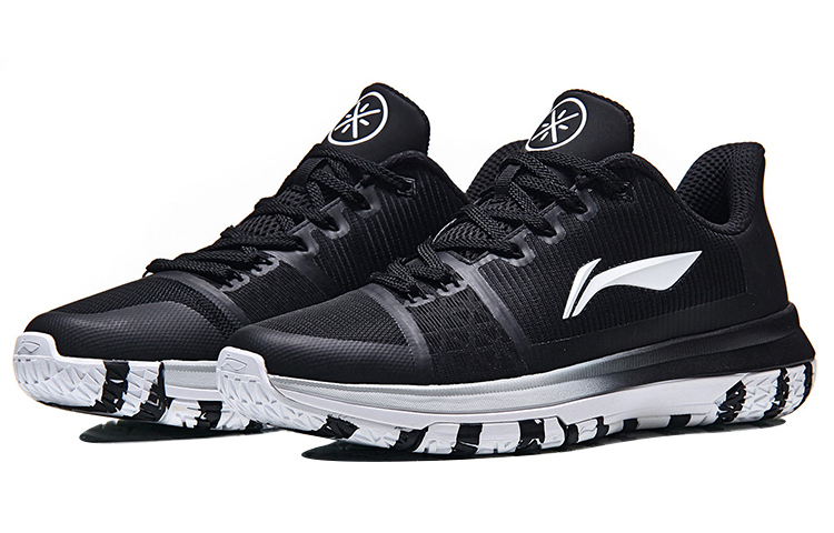 Li Ning Basketball Shoes Unisex Low Top Black/White