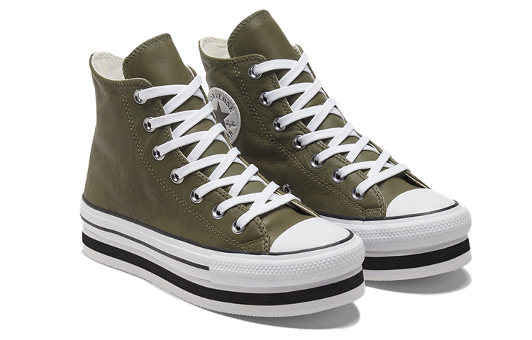 Женские кеды Converse Chuck Taylor All Star Platform Laye (зеленые) — Зелёный — фото 3
