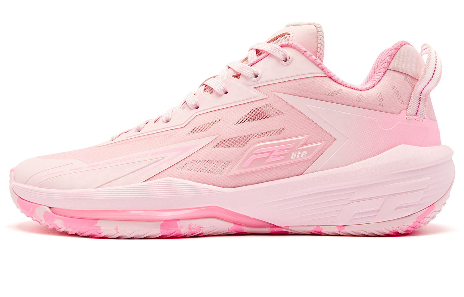 QIAODAN FETEAM Cushioned Slip-Resistant Abrasion-Resistant Low-Top Basketball Shoes Men’s Morning Light Shimmering Pink