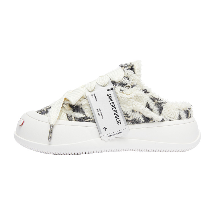 SMILEREPUBLIC Open Ended Smiling Collection Low top Canvas Shoes Unisex Black White