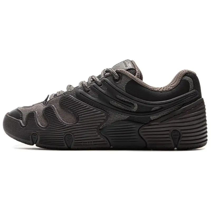 Li Ning Slip Resistant Cushioning Low top Skateboard Shoes Unisex Black Gray