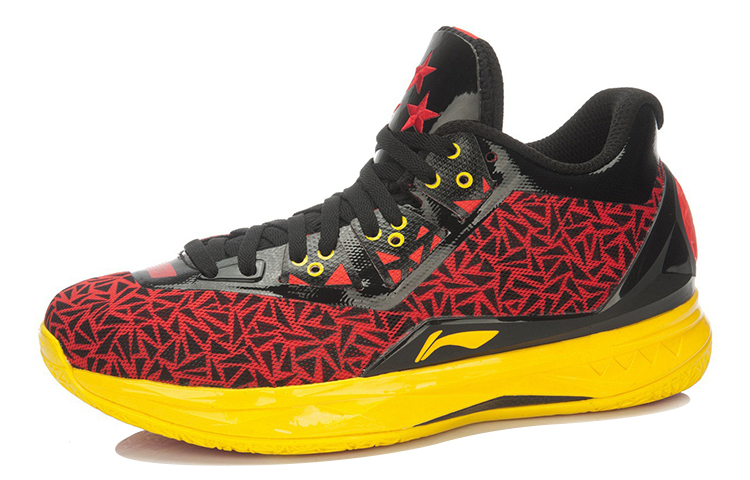 Li Ning WOW 4 Basketball Shoes Unisex Mid Top Red/Black/Yellow
