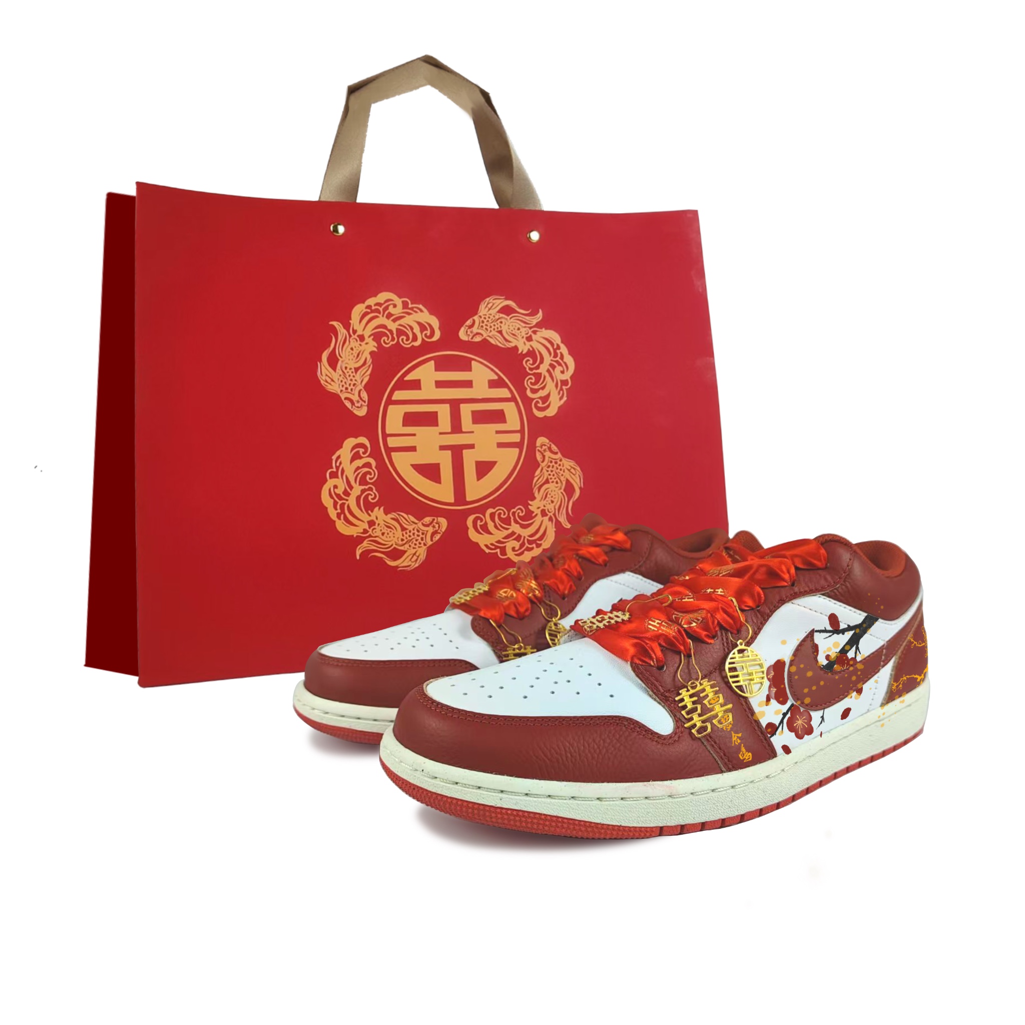 Jordan Air Jordan 1 Abrasion Resistant Low top Vintage Basketball Shoes Men’s Red White