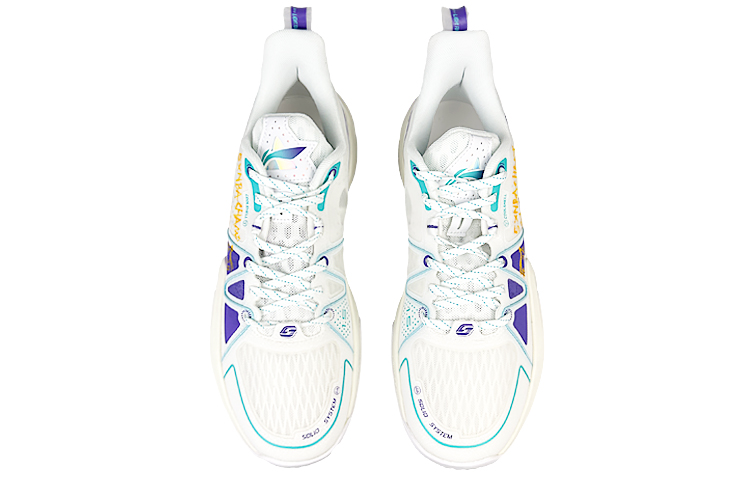 Li Ning Speed Cushioning Slip Resistant Abrasion Resistant Rebound Low top Basketball Shoes Men’s Purple Blue White