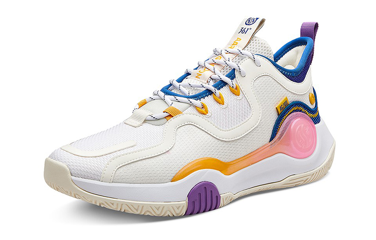 361° Ag Volley Cushioning Slip Resistant Abrasion Resistant Mid top Basketball Shoes Men’s White Yellow