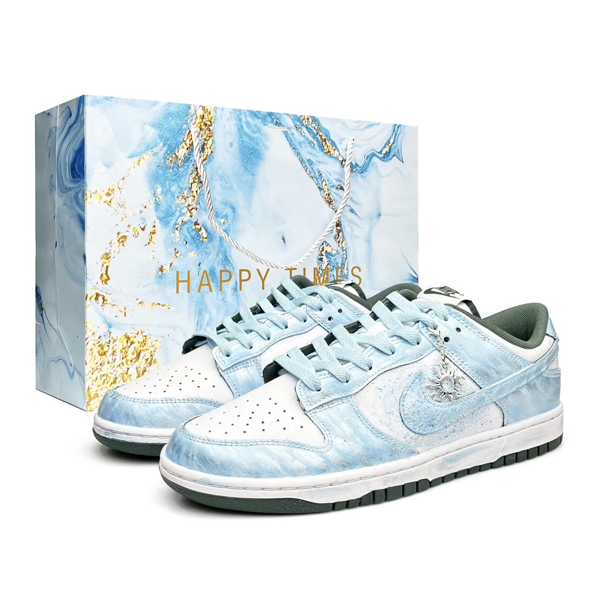 Nike Dunk LOW Atlantis Heart, Shopping Bag Lightweight Low top Skateboard Shoes Unisex Sky Blue
