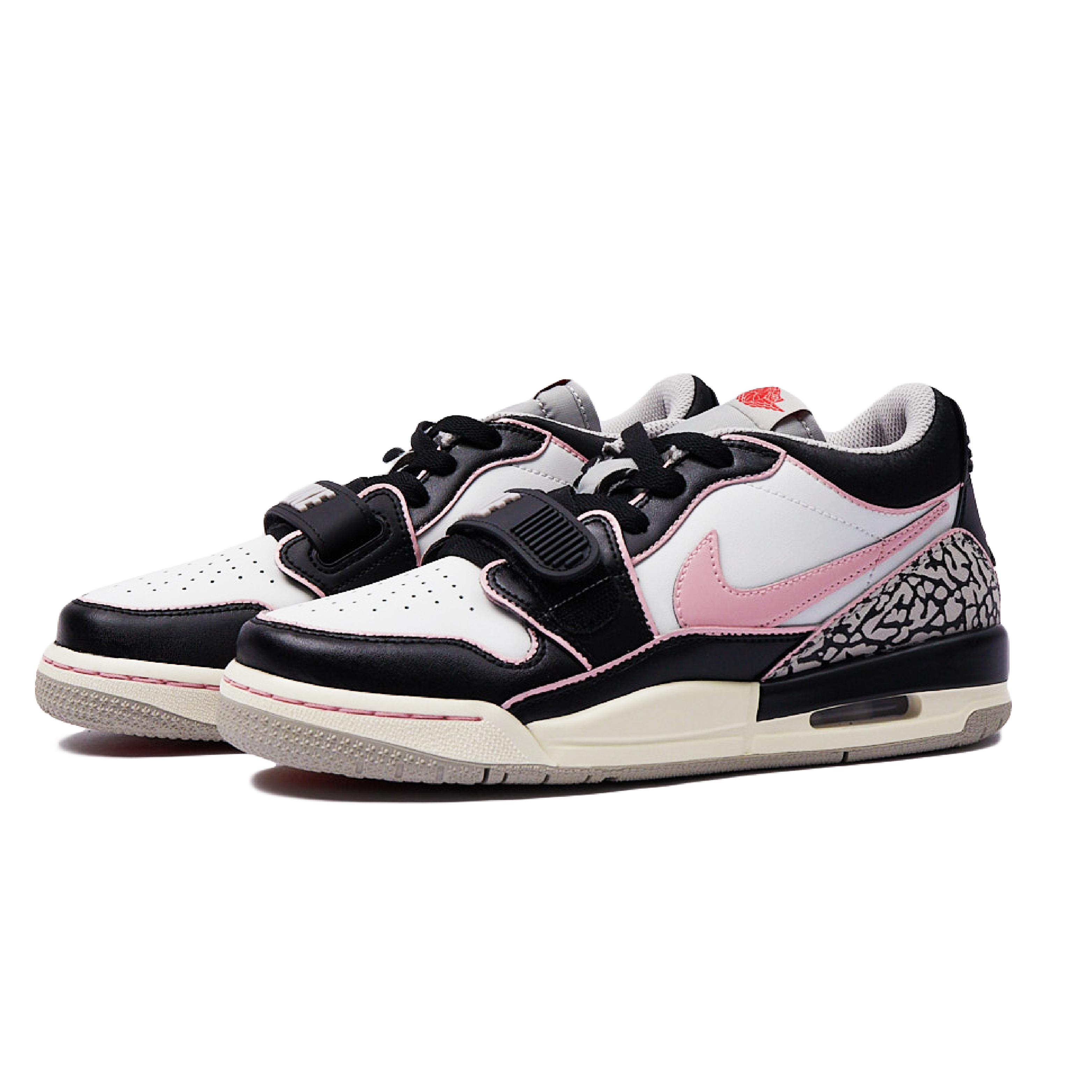 Jordan Legacy 312 Cushioning Waterproof Cushioning Waterproof Low top Vintage Basketball Shoes Women’s Black White Pink