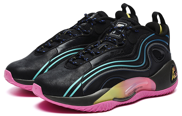 FILA FUSION BALLER Textile, Synthetic Leather Low top Vintage Basketball Shoes Women’s Black Purple
