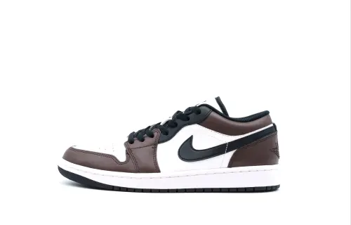 Jordan Air Jordan 1 Comfortable Cushioning Slip Resistant Low top Vintage Basketball Shoes Men's Black White Brown