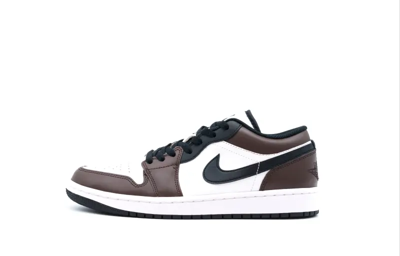 Jordan Air Jordan 1 Comfortable Cushioning Slip Resistant Low top Vintage Basketball Shoes Men's Black White Brown