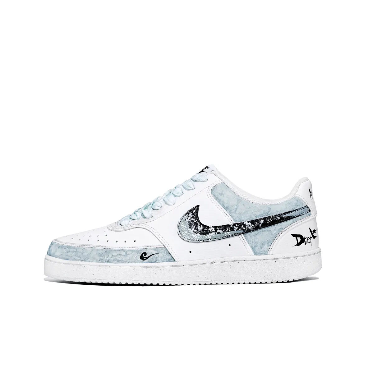 Nike Court Vision 1 Leather Slip Resistant Abrasion Resistant Low top Skateboard Shoes Men's Black Blue White