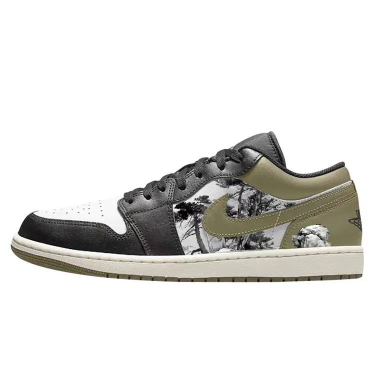 Jordan Air Jordan 1 Cushioning Slip Resistant Abrasion Resistant Low top Vintage Basketball Shoes Unisex