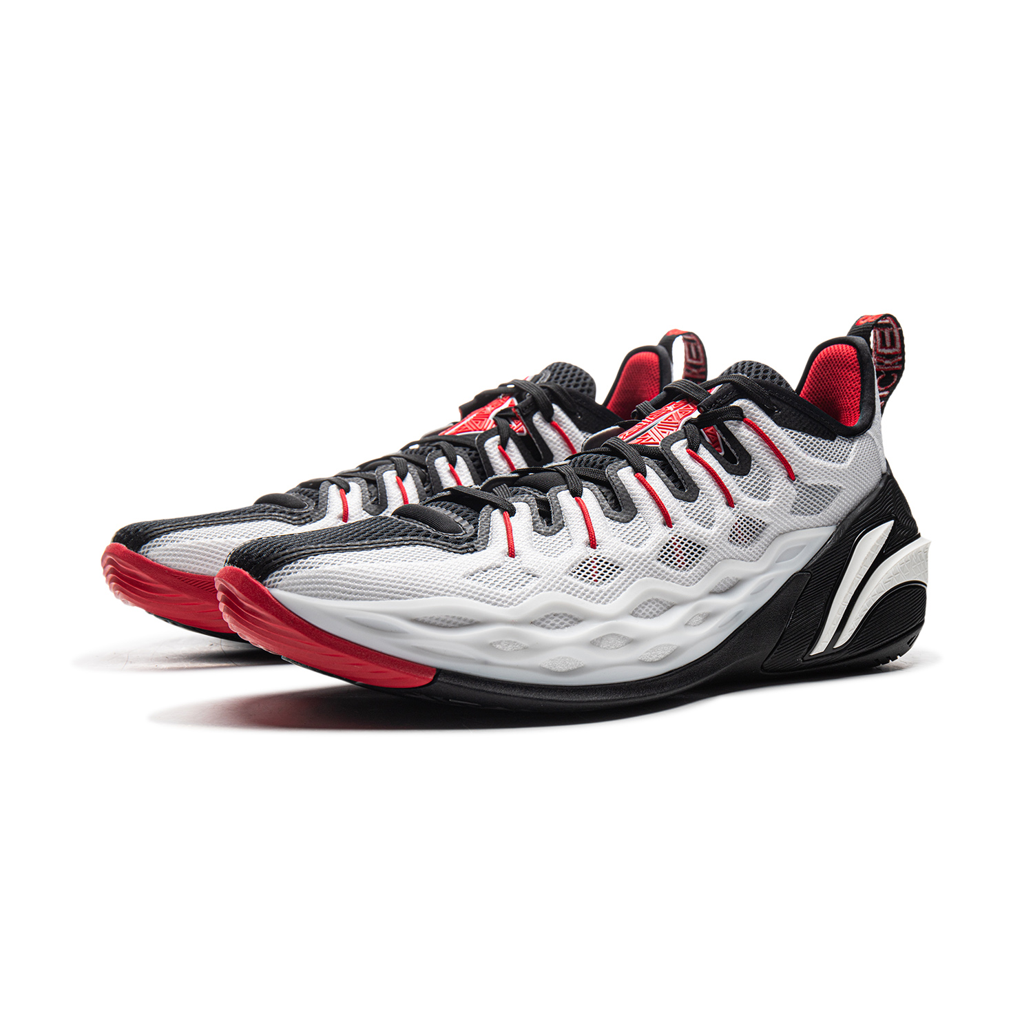Li Ning Buckets Cushioning Slip Resistant Breathable Low top Basketball Shoes Men’s Black White