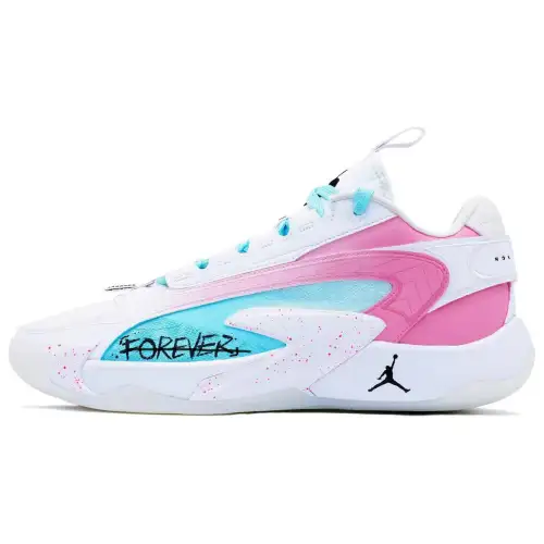 Jordan Luka 2 Luka Cushioning Slip Resistant Abrasion Resistant Lightweight Low top Basketball Shoes Men's Pink Blue