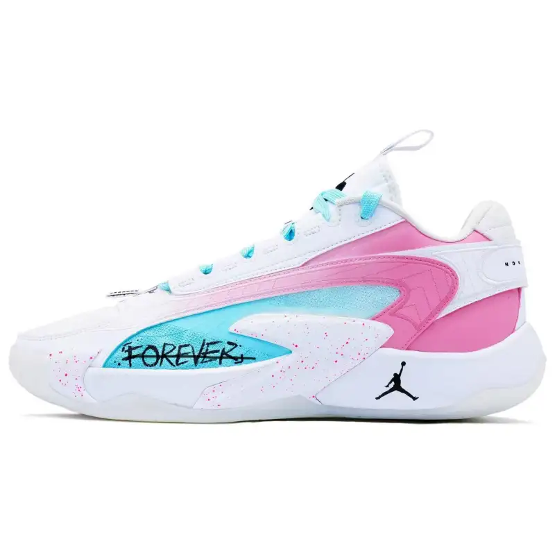 Jordan Luka 2 Luka Cushioning Slip Resistant Abrasion Resistant Lightweight Low top Basketball Shoes Men's Pink Blue