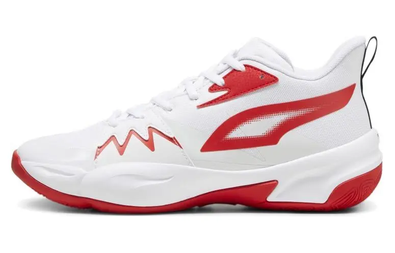 PUMA Genetics Slip Resistant Low top Basketball Shoes Unisex White Red