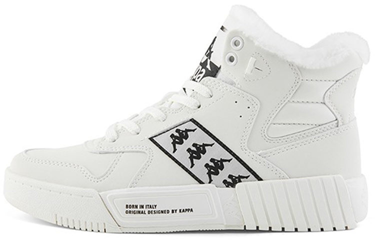 Kappa BANDA Synthetic Leather, Textile Coverage Thermal Slip Resistant High top Skateboard Shoes Unisex White