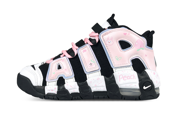 Nike Air More Uptempo Mid top Vintage Basketball Shoes Women’s Black White Pink