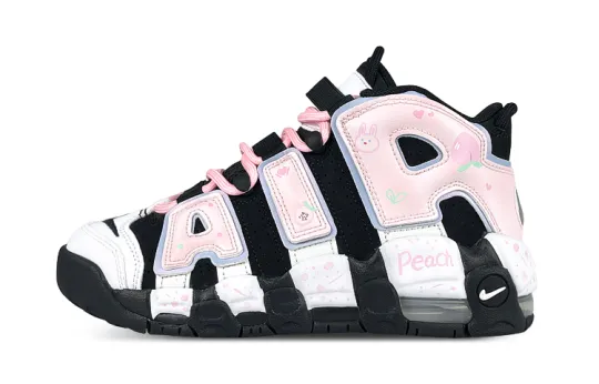 Nike Air More Uptempo Mid top Vintage Basketball Shoes Women's Black White Pink