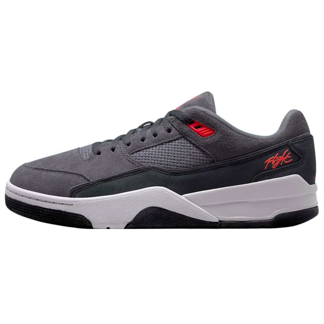 Jordan FLIGHT COURT Slip Resistant Abrasion Resistant Low top Vintage Basketball Shoes Men's Gray Black