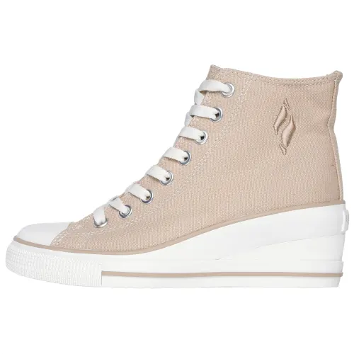 Skechers Street Abrasion Resistant Height Increasing High top Canvas Shoes Women's Light Pink