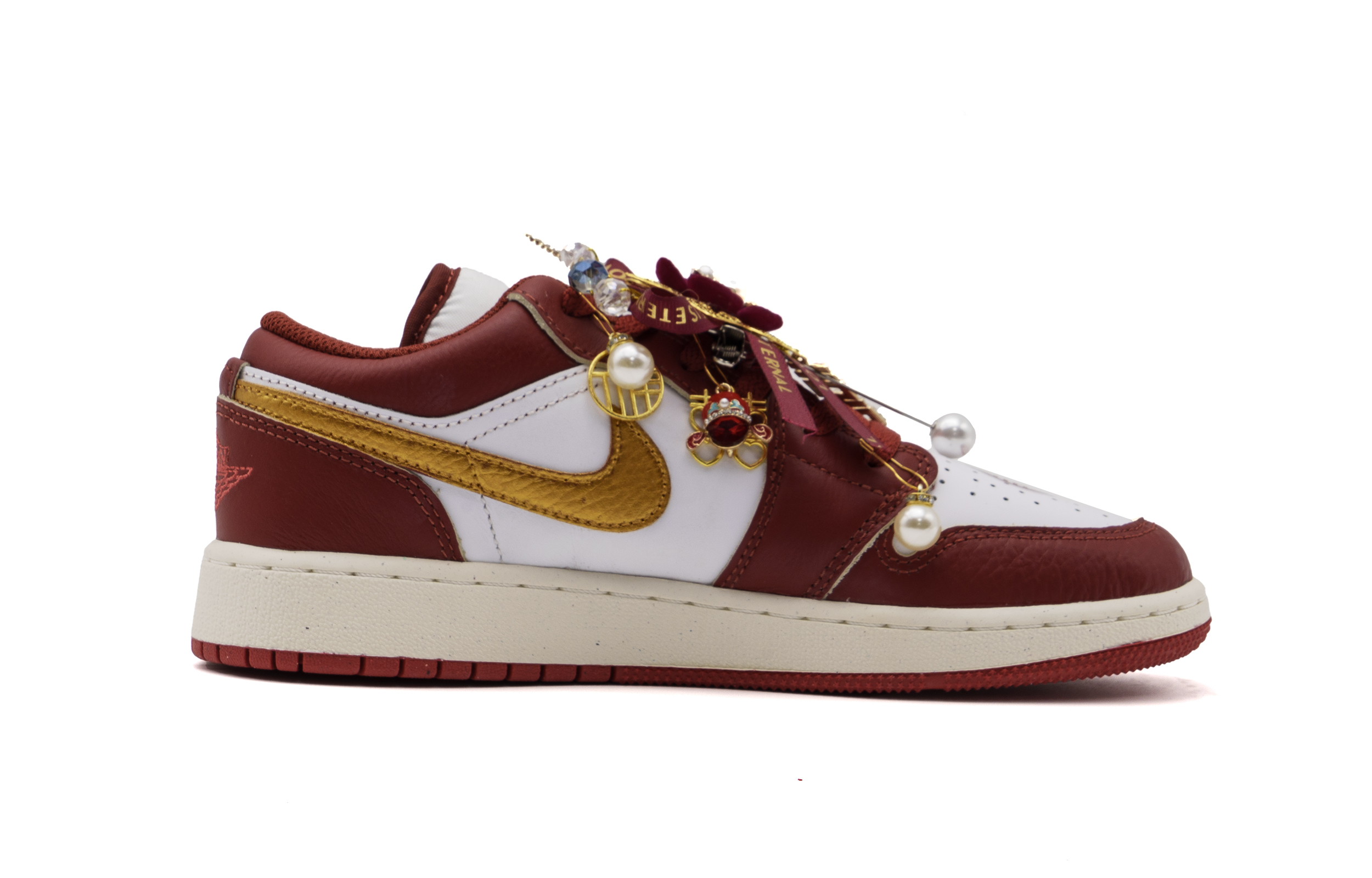 Jordan Air Jordan 1 Abrasion Resistant Low top Vintage Basketball Shoes Unisex Red