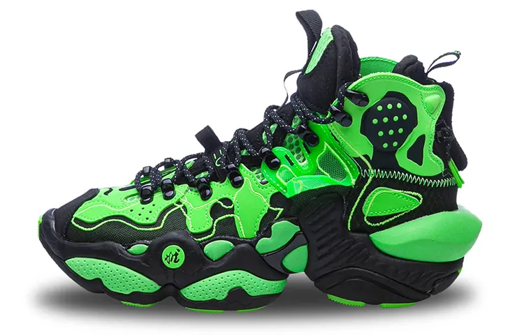 Li Ning Basketball Shoes Women's High Top Neon Light Green/Standard Black