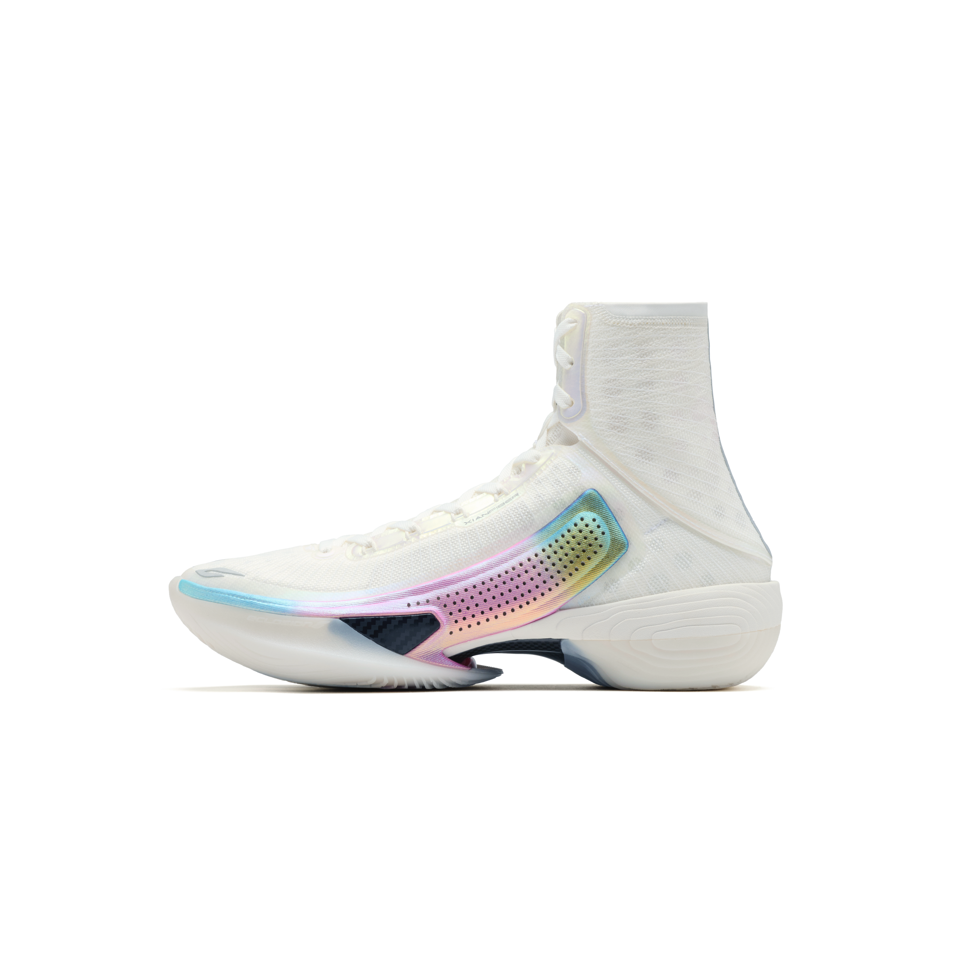 ANTA SNEAKERVERSE Eclosion Type 1 Textile, Synthetic Leather High top Basketball Shoes Men’s Iridescent White