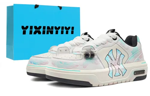 MLB Chunky Liner Low top Skateboard Shoes Unisex White Cyan