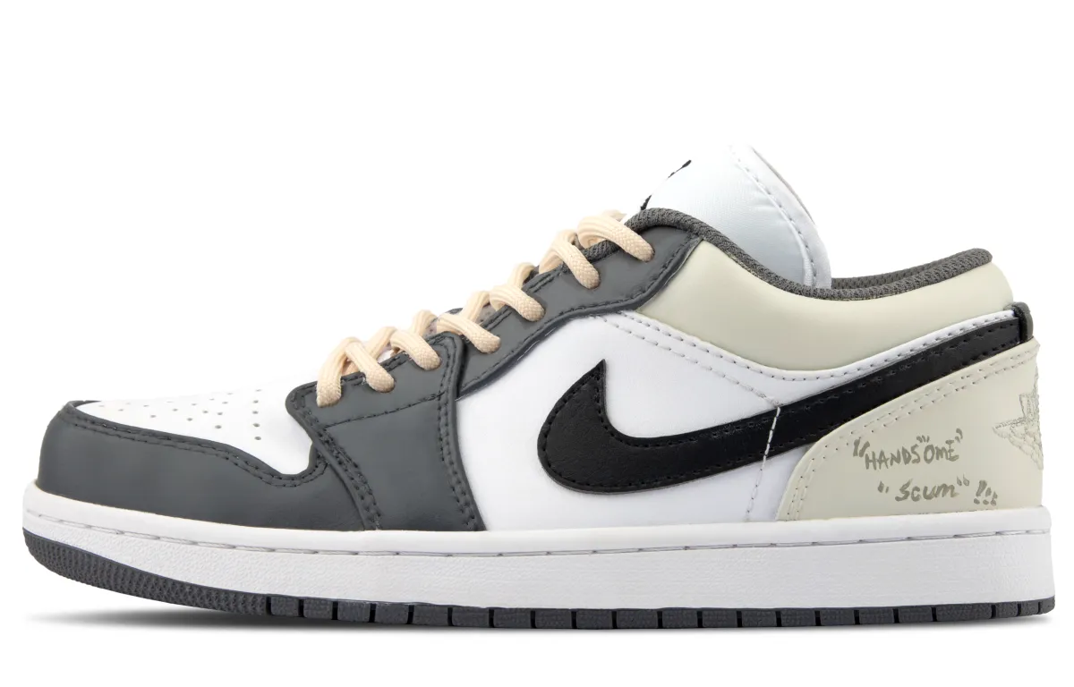 Jordan Air Jordan 1 Leather Cushioning Low top Vintage Basketball Shoes Unisex Green White