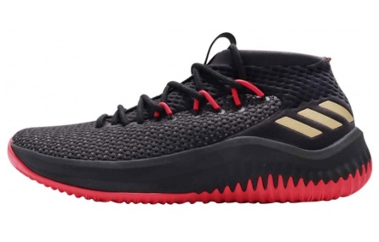 Adidas D Lillard 4 Lillard 4th generation mid-top basketball shoes men's black and red