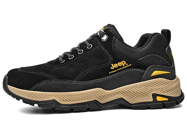 Jeep Mountaineering & Hiking Shoes Men’s Low Top Black/Sand Yellow