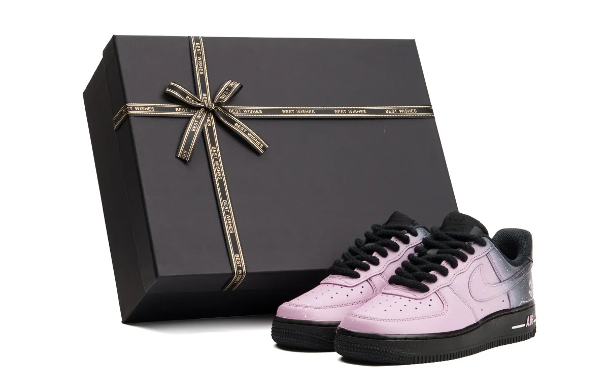 Nike Air Force 1 Cushioning, Wear Resistant Low top Skateboard Shoes Unisex Black Pink