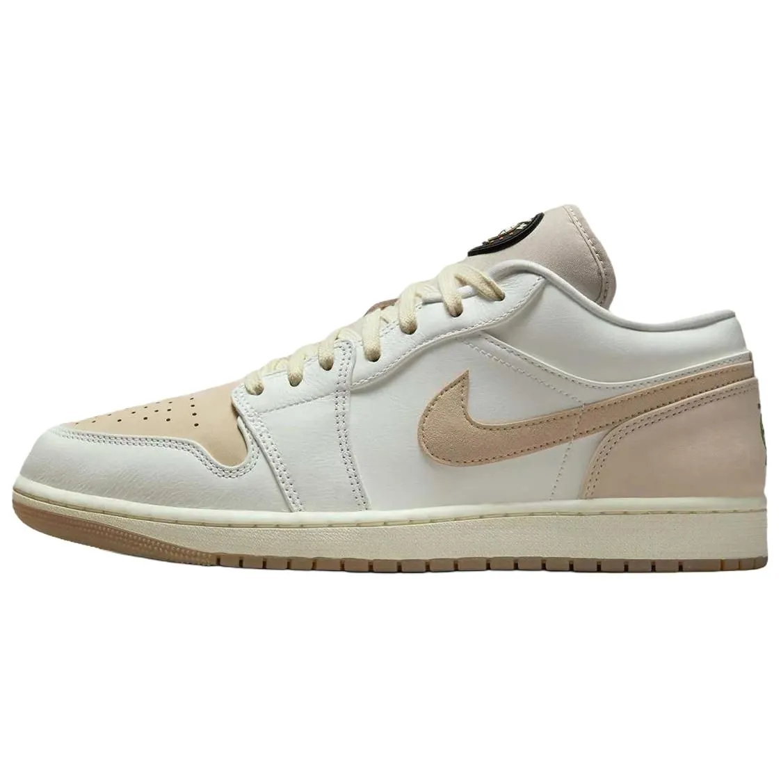 Jordan Air Jordan 1 Synthetic Leather Low top Vintage Basketball Shoes Men's White Brown